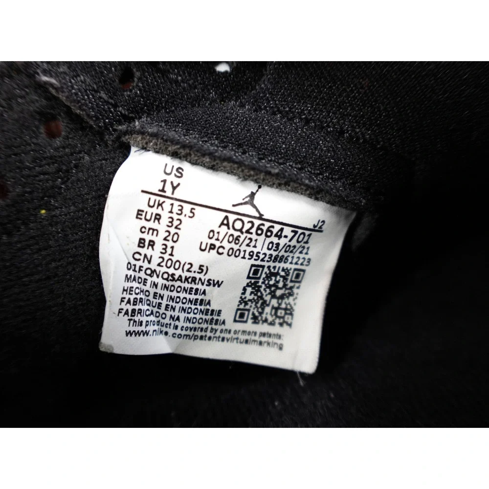 Air Jordan 1 High OG Kids Yellow Black Leather‎ Sneakers Sz 1Y